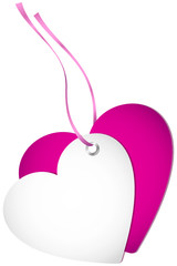Hangtag 2 Hearts Pink Bow