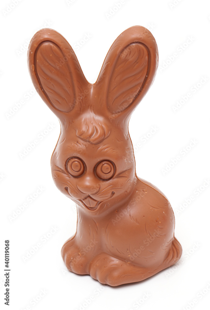 Wall mural easter chocolate bunny on white background