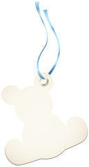 Hangtags Beige Teddy Blue Bow