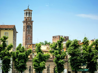 Fototapeta na wymiar Verona, Tower Lamberti, Italy