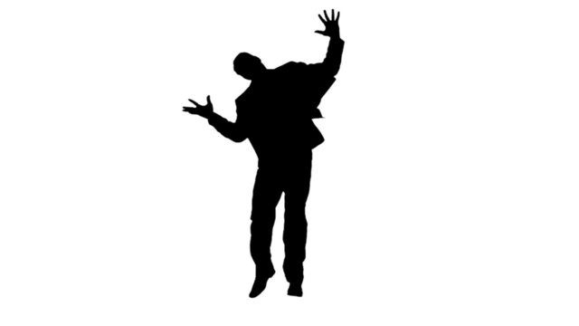 Man in slow motion raising his arms