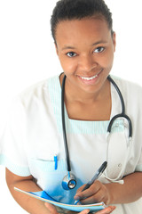 African American doctor nurse black stethoscope isolatedmetisse
