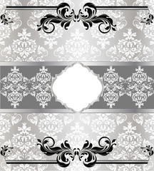 Elegant vintage damask wedding invitation