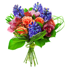 bouquet of roses, lily and geatsint
