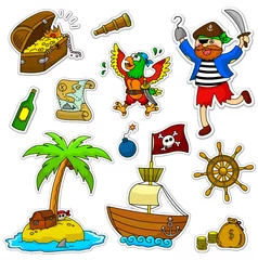 Fototapete Piraten eine Reihe von Symbolen im Zusammenhang mit Piraten