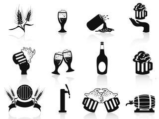 black beer icons set