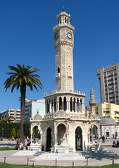 Clock tower (Saat Kulesi) at Konak square Izmir Turkey