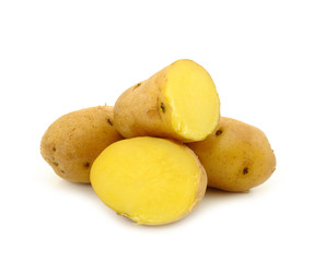 potatoes on white background