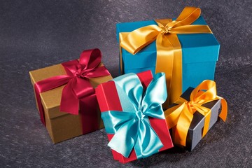 group of colour gift boxes