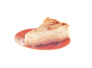 Apple pie on the plate isolated on white