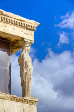 One of the Caryatids of the Erechtheum temple, Acropolis, Athens