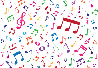 colorful note floating from guitar