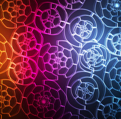 Neon abstract swirl lines design on dark background vector