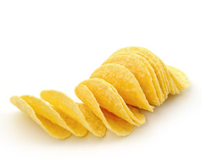 Potato chips isolated on white background