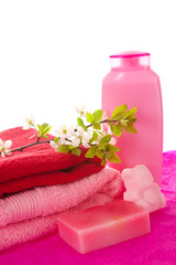 Bathing accessories, isolated.