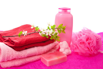 Bathing accessories, isolated.