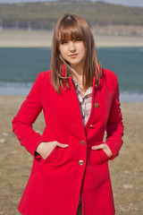 Girl in red coat