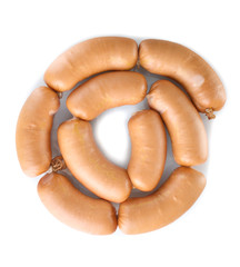Pile of sausages isolated on white