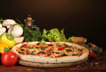 delicious pizza, vegetables and spices