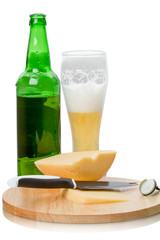 Lager beer and cheese