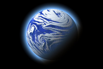 abstract hurricane on blue planet, atmosphere, cosmos, tornado