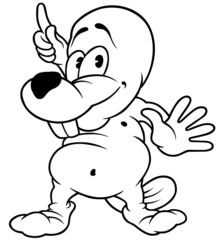 Castor - Black and White Cartoon Illustration