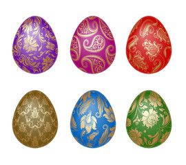 Set of Easter eggs with ornaments