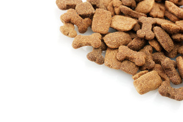 dry dog food isolated on white