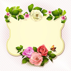 Mirror with roses and butterfly