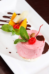 cherry ice cream with fruits