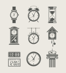 retro and modern clock set icon vector illustration - obrazy, fototapety, plakaty