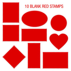 10 Blank Red Stamps