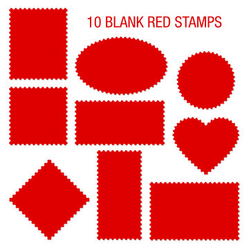 10 Blank Red Stamps