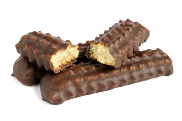 Chocolate cookies isolated on white background