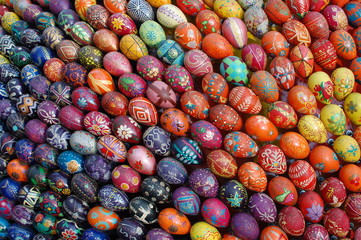 decoration made of of painted wooden easter eggs