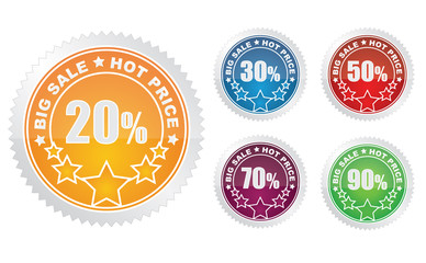 set of colorful vector sale stickers