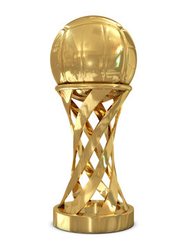 Golden Trophy With Volley Ball