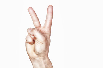 Two fingers in the victory.