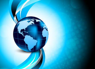 Blue background with globe