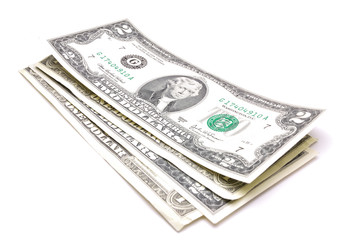 U.S. dollars on a white background