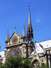  side view of the spire of Notre-Dame de Paris cathedral before the fire
