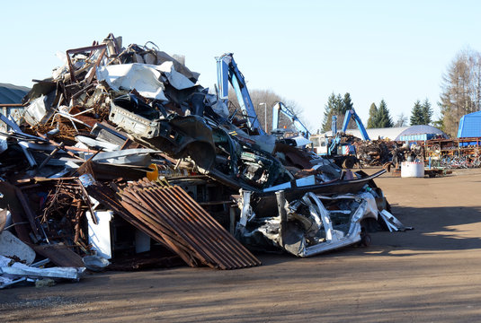Metal scrap yard, broken junk heap