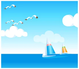 Türaufkleber Illustration eines Segelboots © zzve
