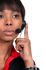 Pensive call-center worker