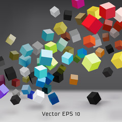 Background of colorful 3d cubes,  vector eps10 illustration.