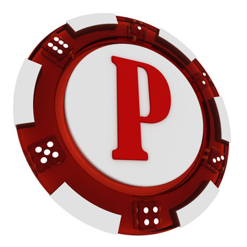 Poker chip font. 3D Rendered Casino Style. Letter P
