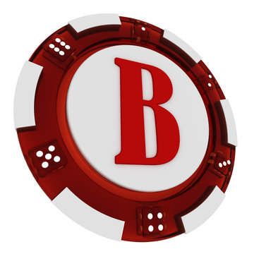 Poker chip font. 3D Rendered Casino Style. Letter B