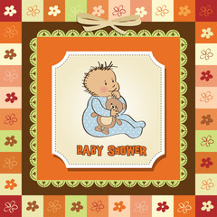 baby announcement card with little boy