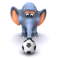 3d Elephant plays blow football