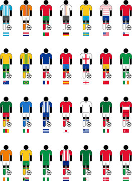 pictograms of football players from different countries